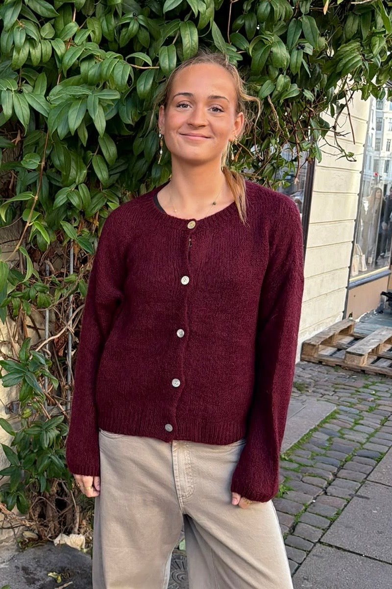Josefine Mohair Cardigan -Dark Burgundy - Øst London