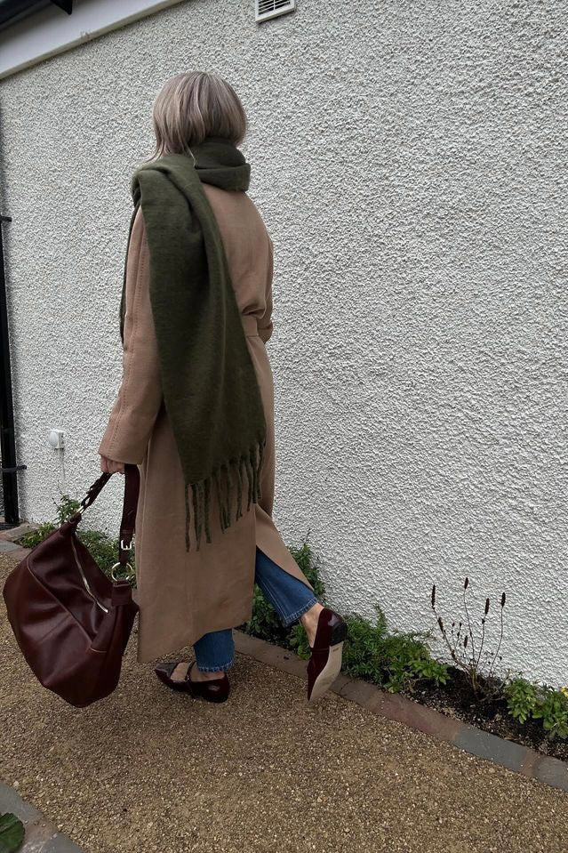 big soft warm winter scarf Khaki