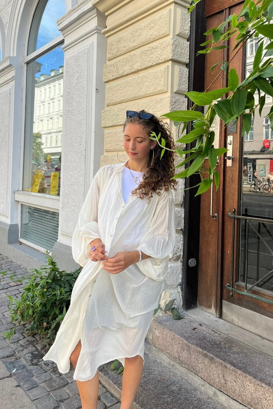 Freja Summer Cotton Dress -Cream