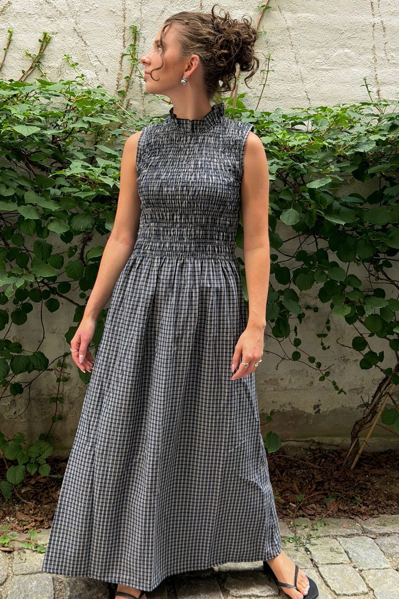 Leonora Smocked Dress -Navy