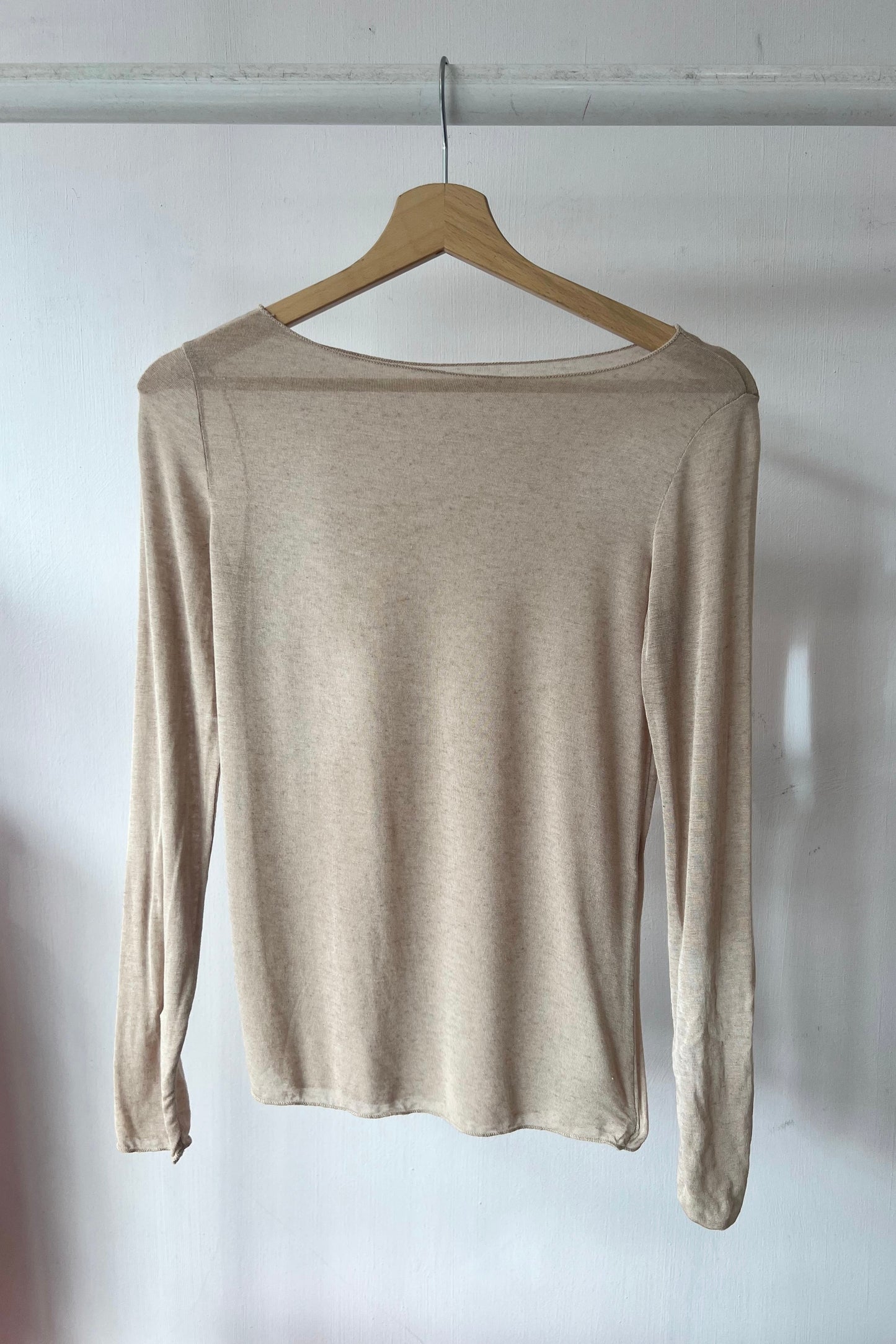 Sandra Cashmere Base Layer Wide Neck Top -Taupe - Øst London