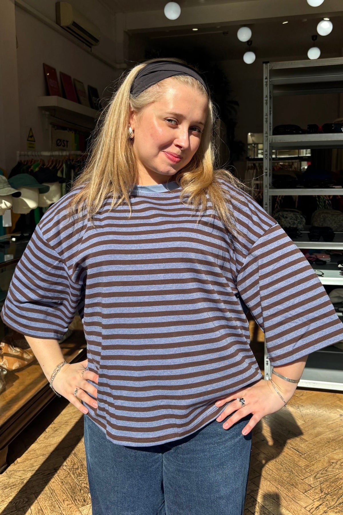 Else Striped T-Shirt -Brown/Denim - Øst London