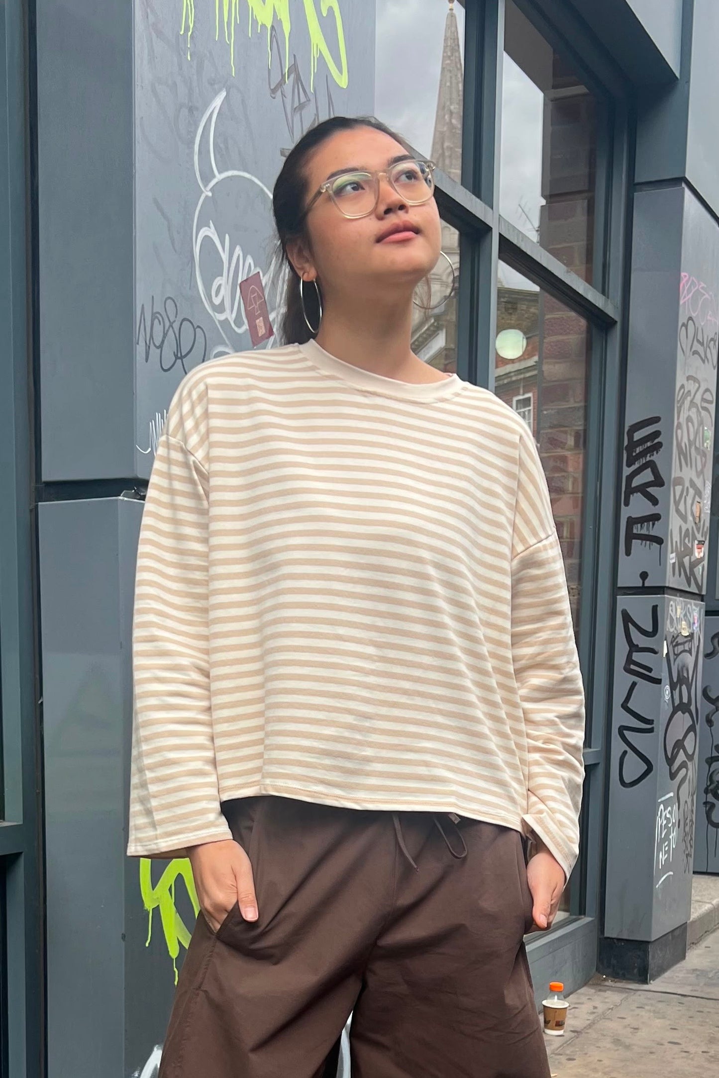 Anna Crewneck -White/Beige