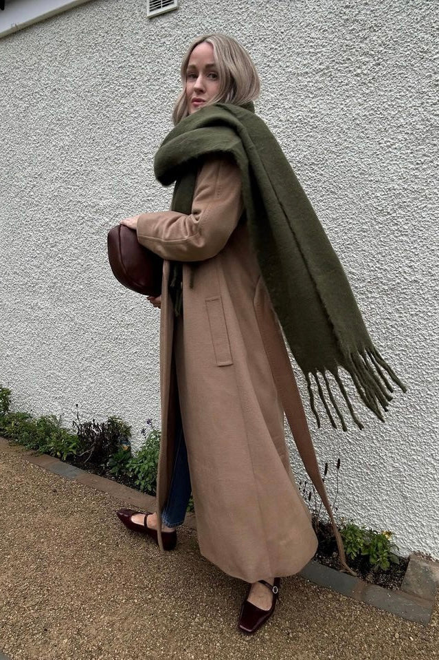 big soft warm winter scarf Khaki