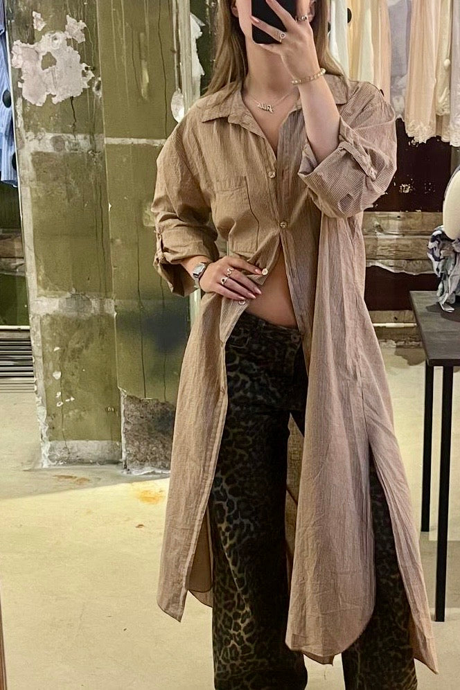 Helene Shirt Dress -Brown