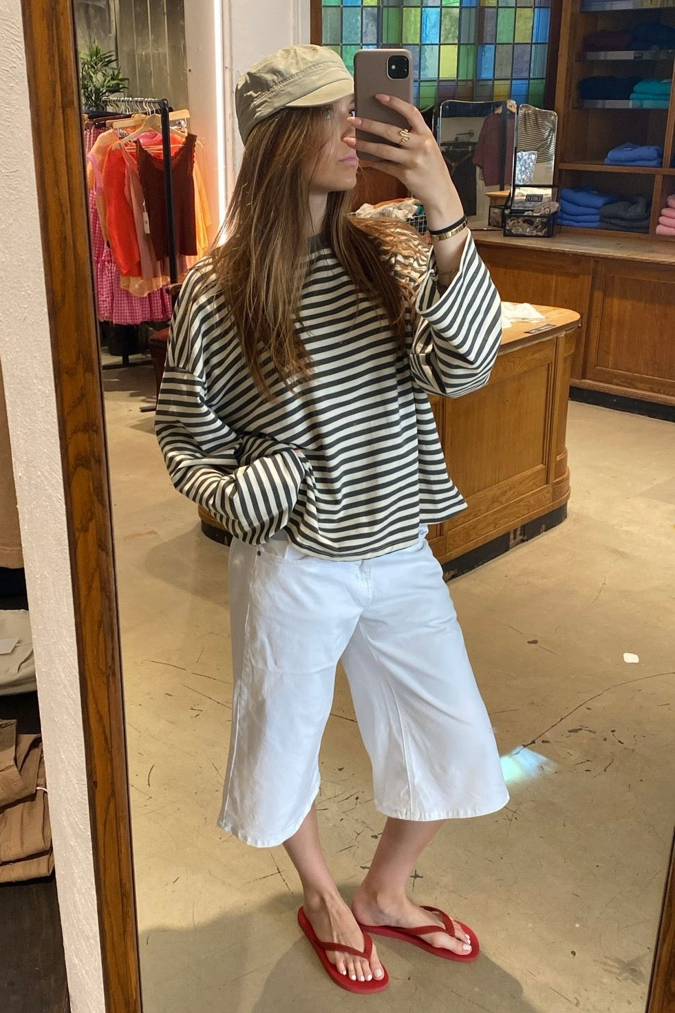 Anna Crewneck -White/Khaki - Øst London