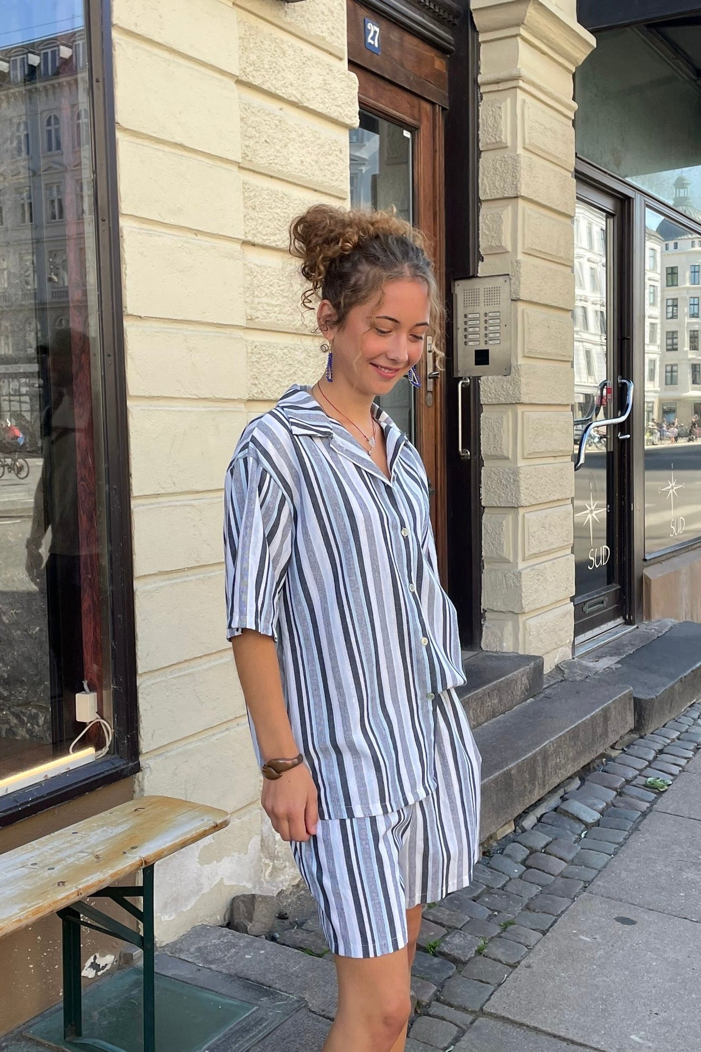 Lily Shirt and Shorts Co-Ord -Blue Stripes
