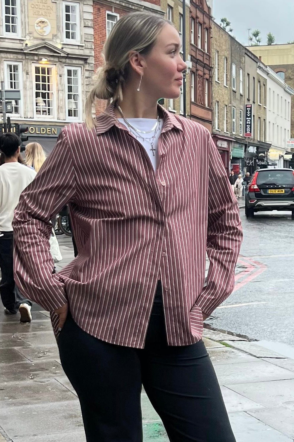 Yrsa Striped Shirt -Bordeaux