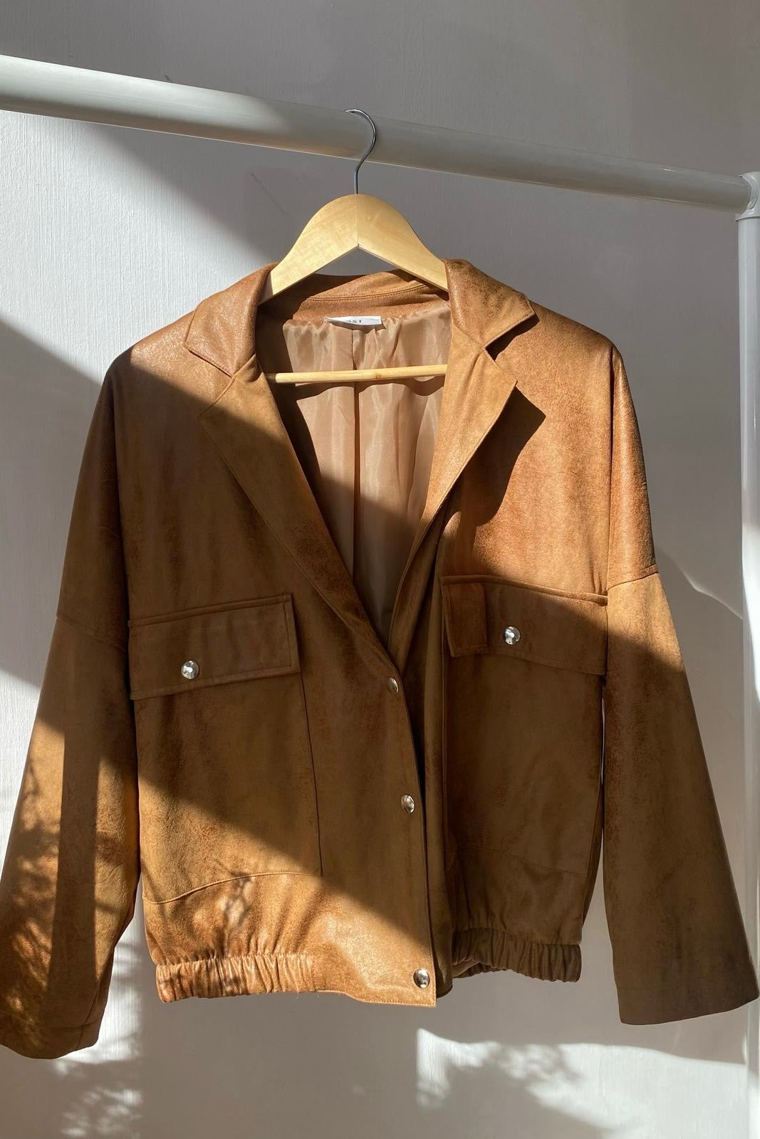 Rakel Vegan Leather Jacket -Cognac