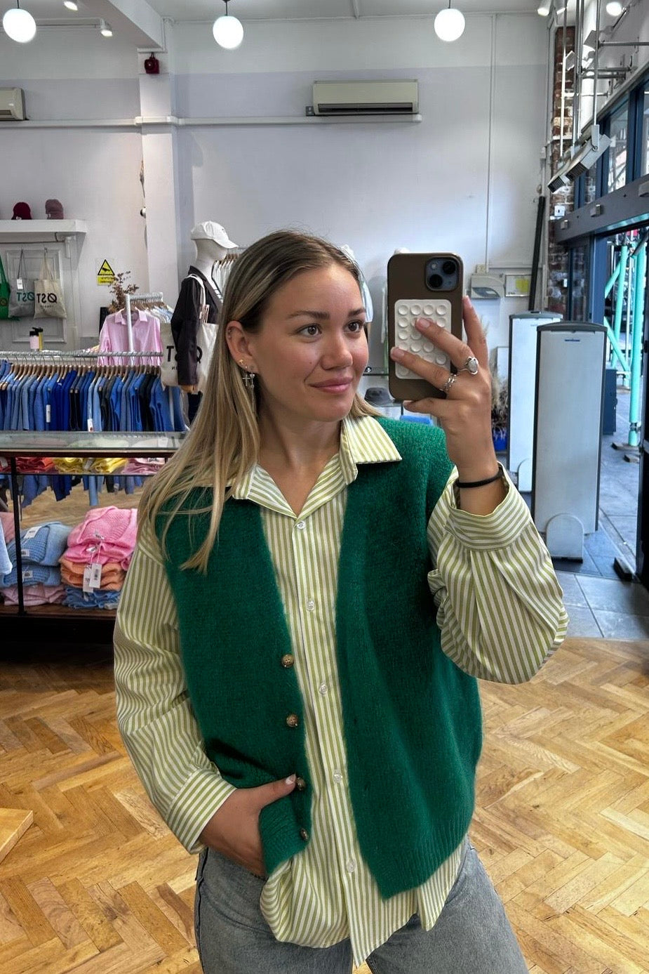 Ulla Oversized Shirt -Green Stripe