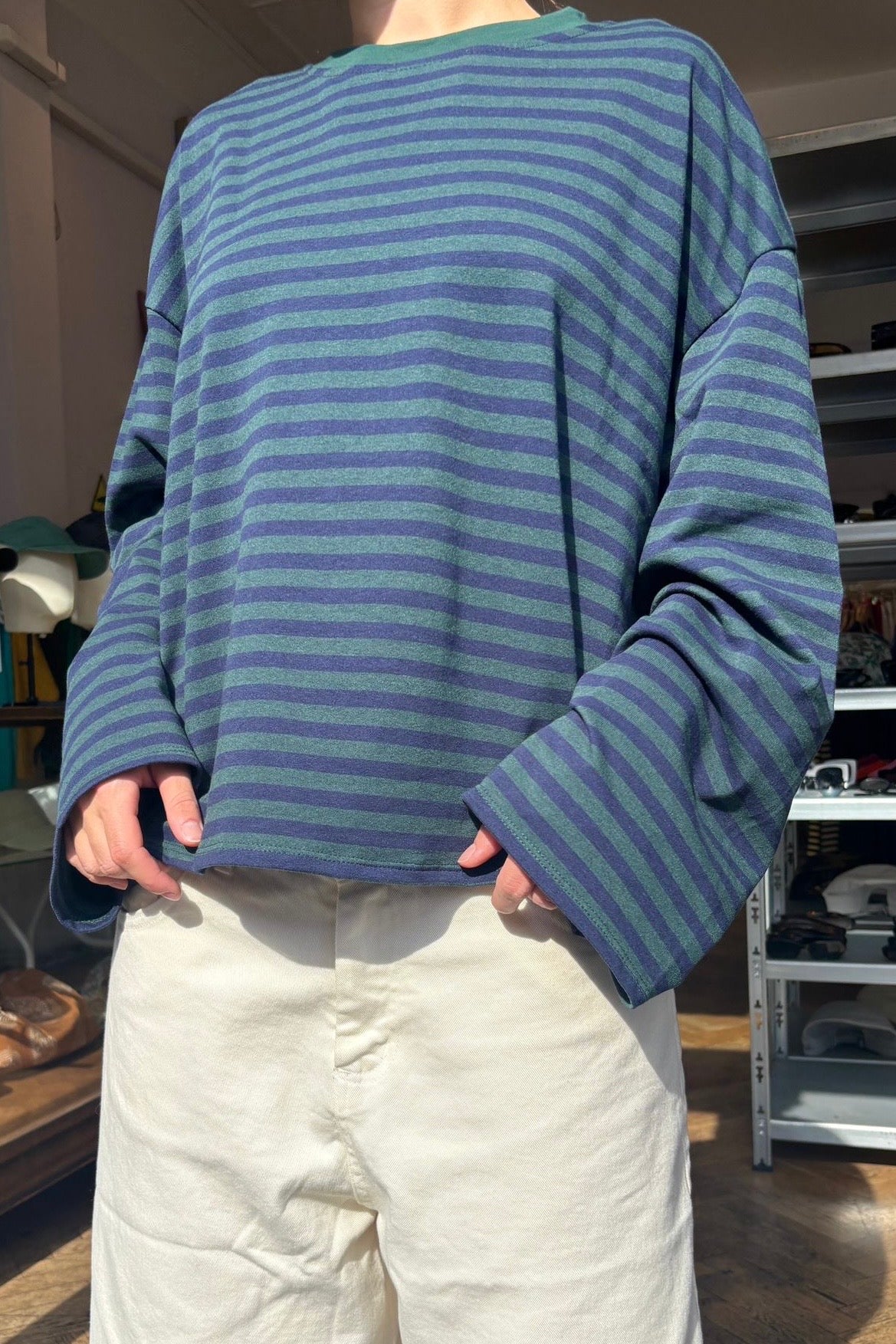 Anna Crewneck -Dark Green/Navy