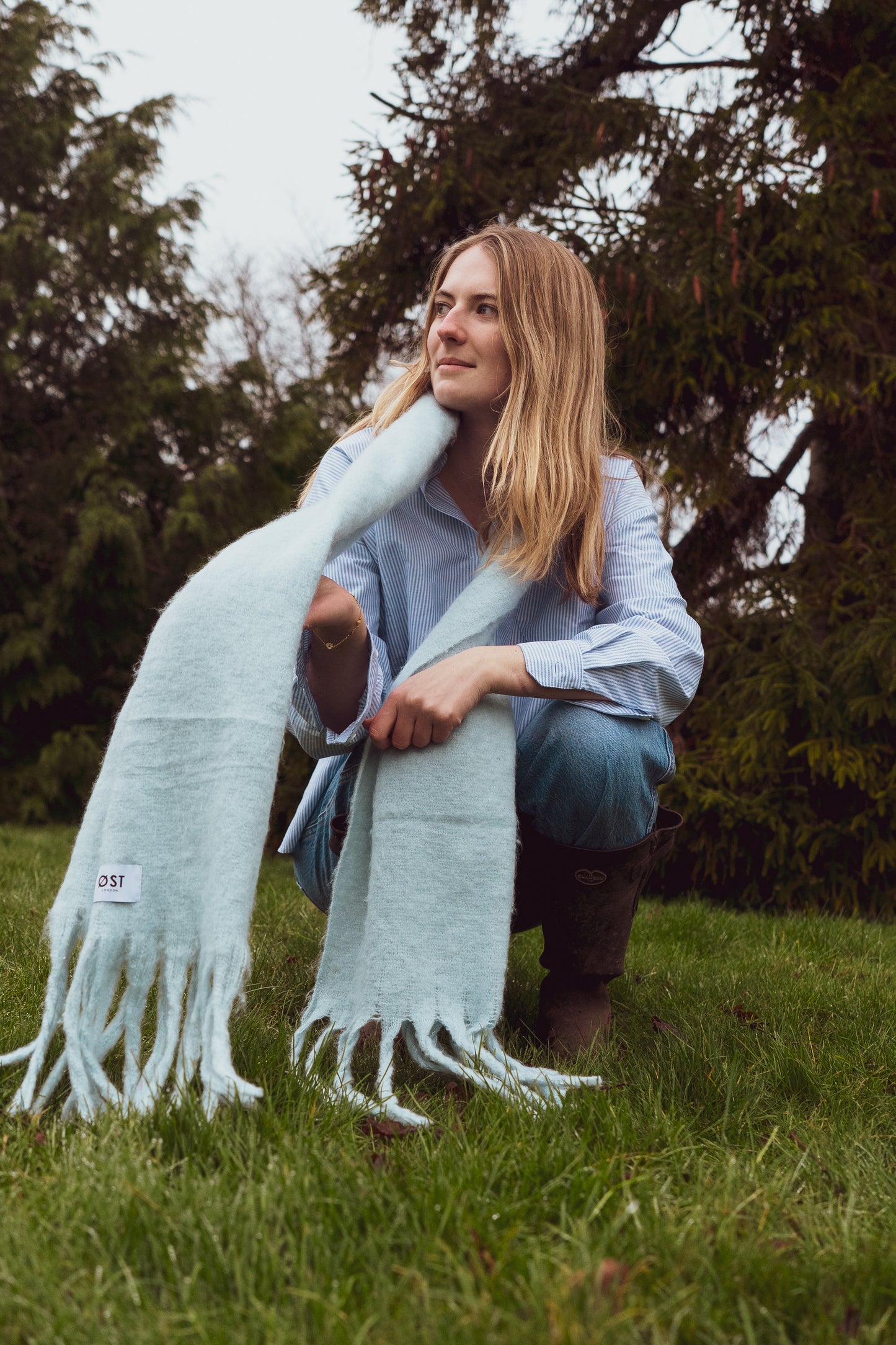 Pernille Oversized Scarf -Light Blue - Øst London