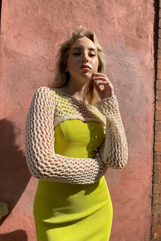 Julie V Neck Dress -Lime - Øst London