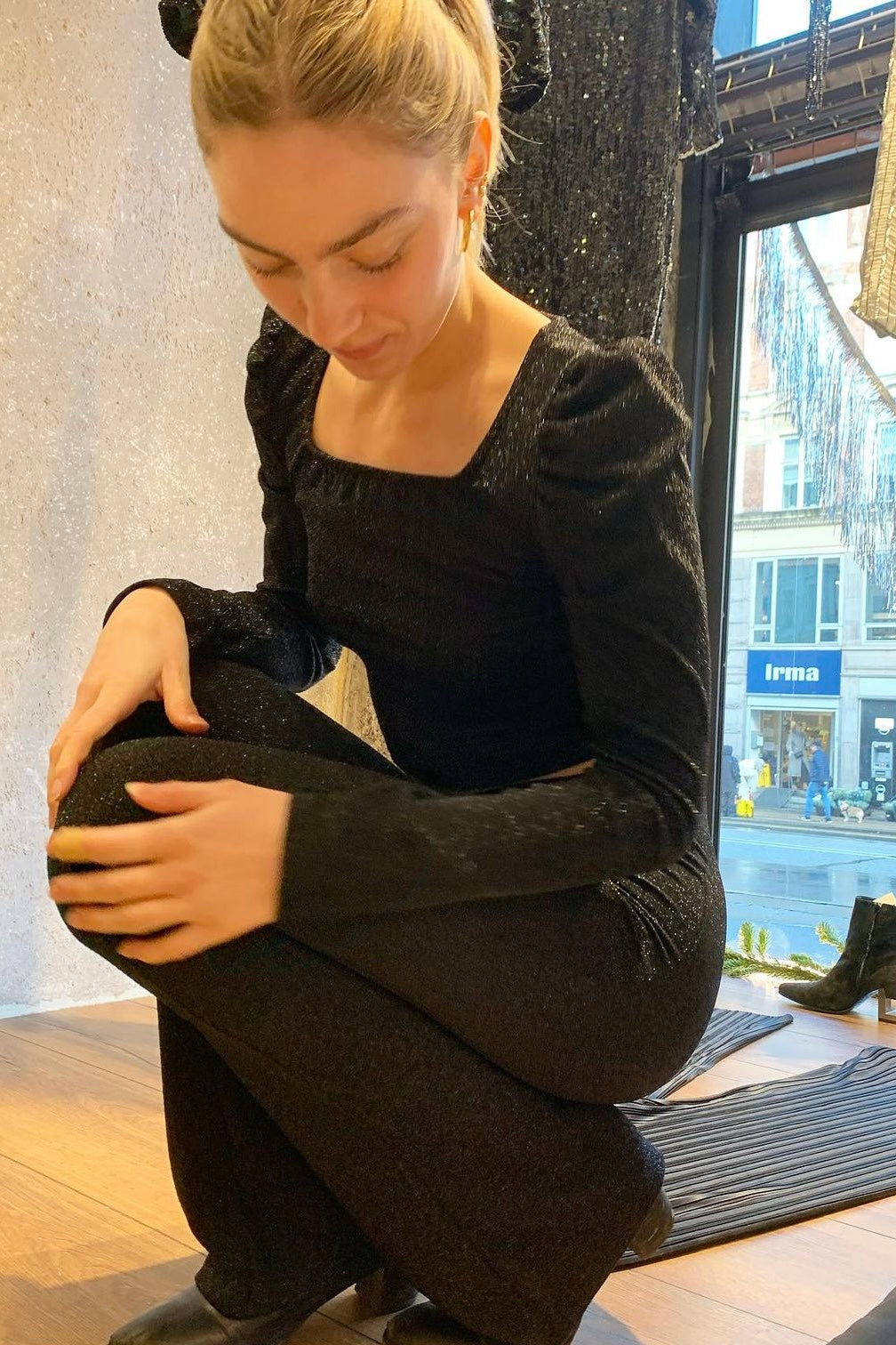 Maja Square Neckline Glitter Top