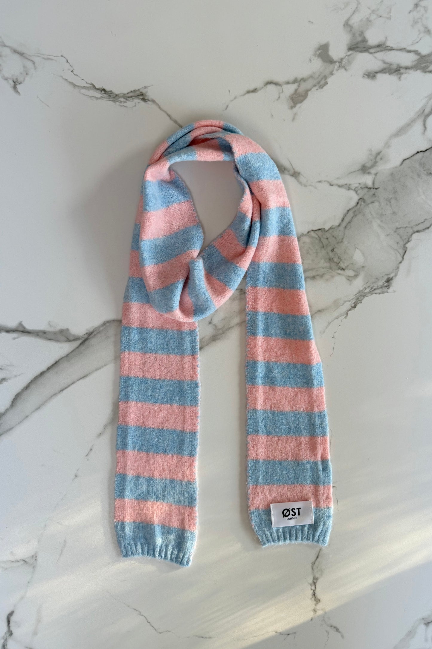 Gunhild Long Striped Scarf -Pink/Blue