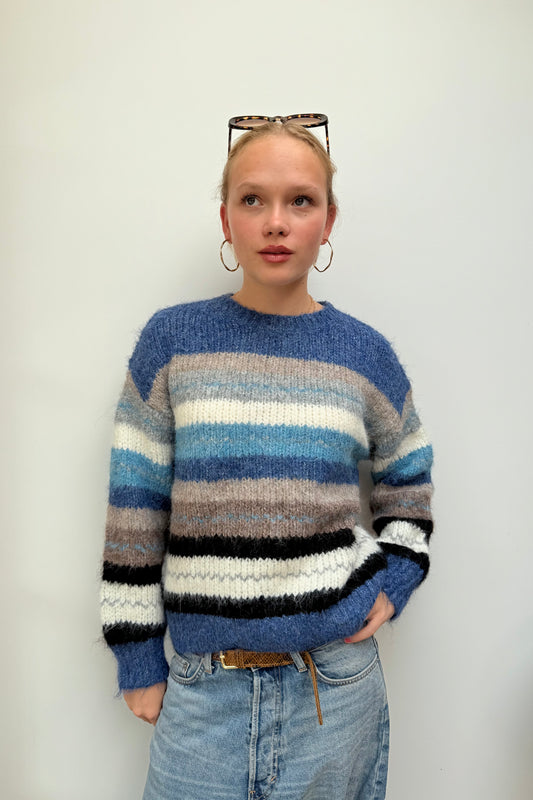 Grethe Crewneck Wool Jumper -Blue
