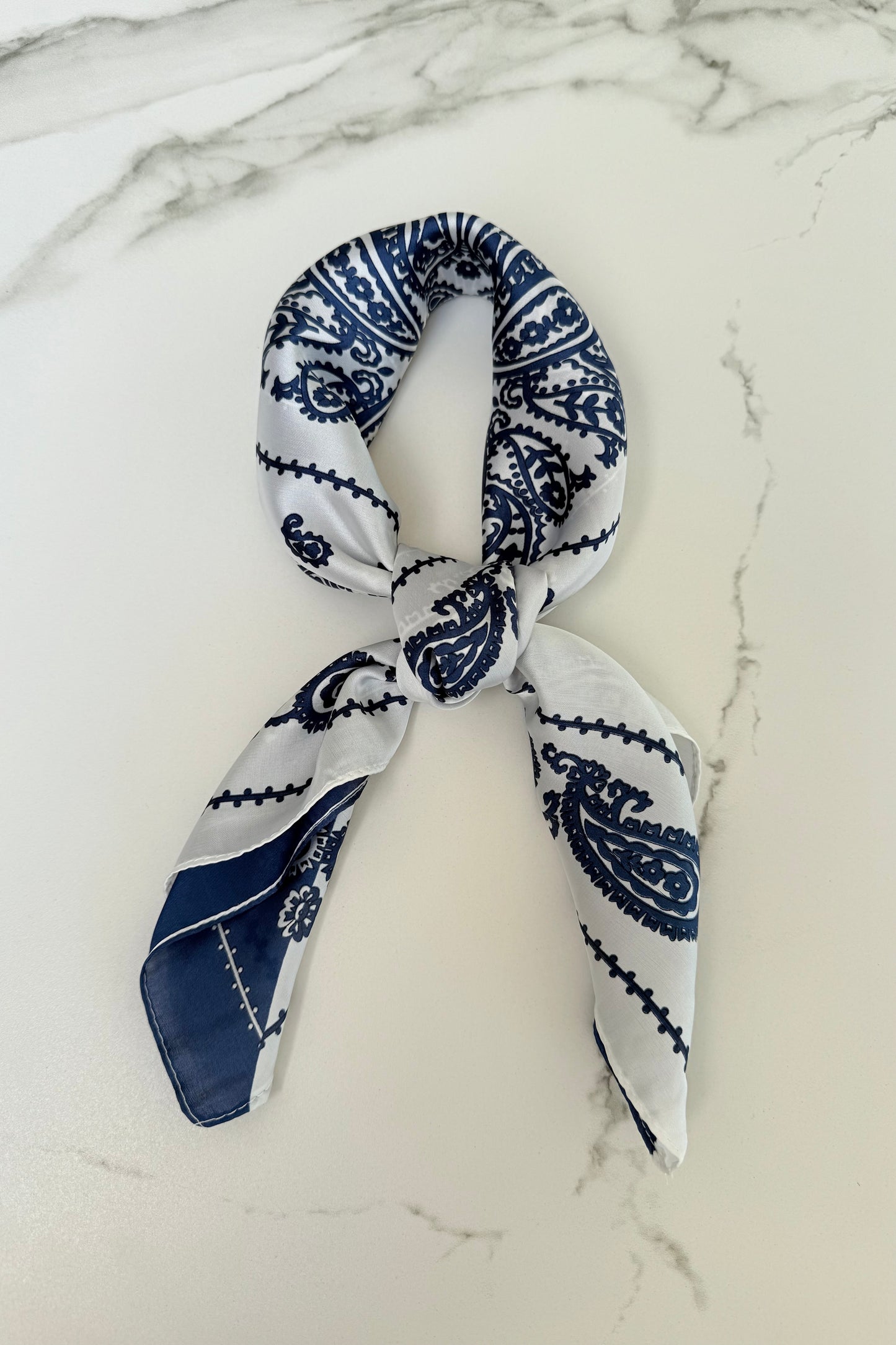 Vilja Scarf -Blue/White Paisley