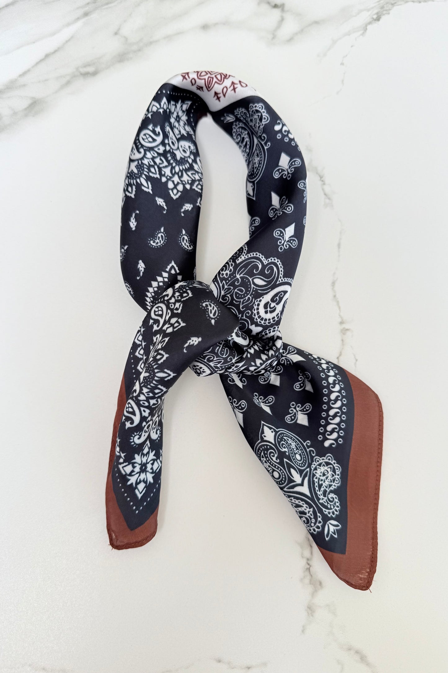 Vilja Scarf -Navy/Brown Paisley