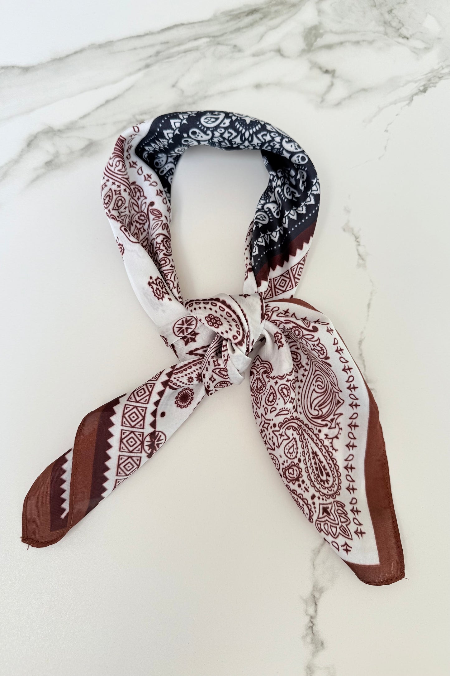 Vilja Scarf -Navy/Brown Paisley