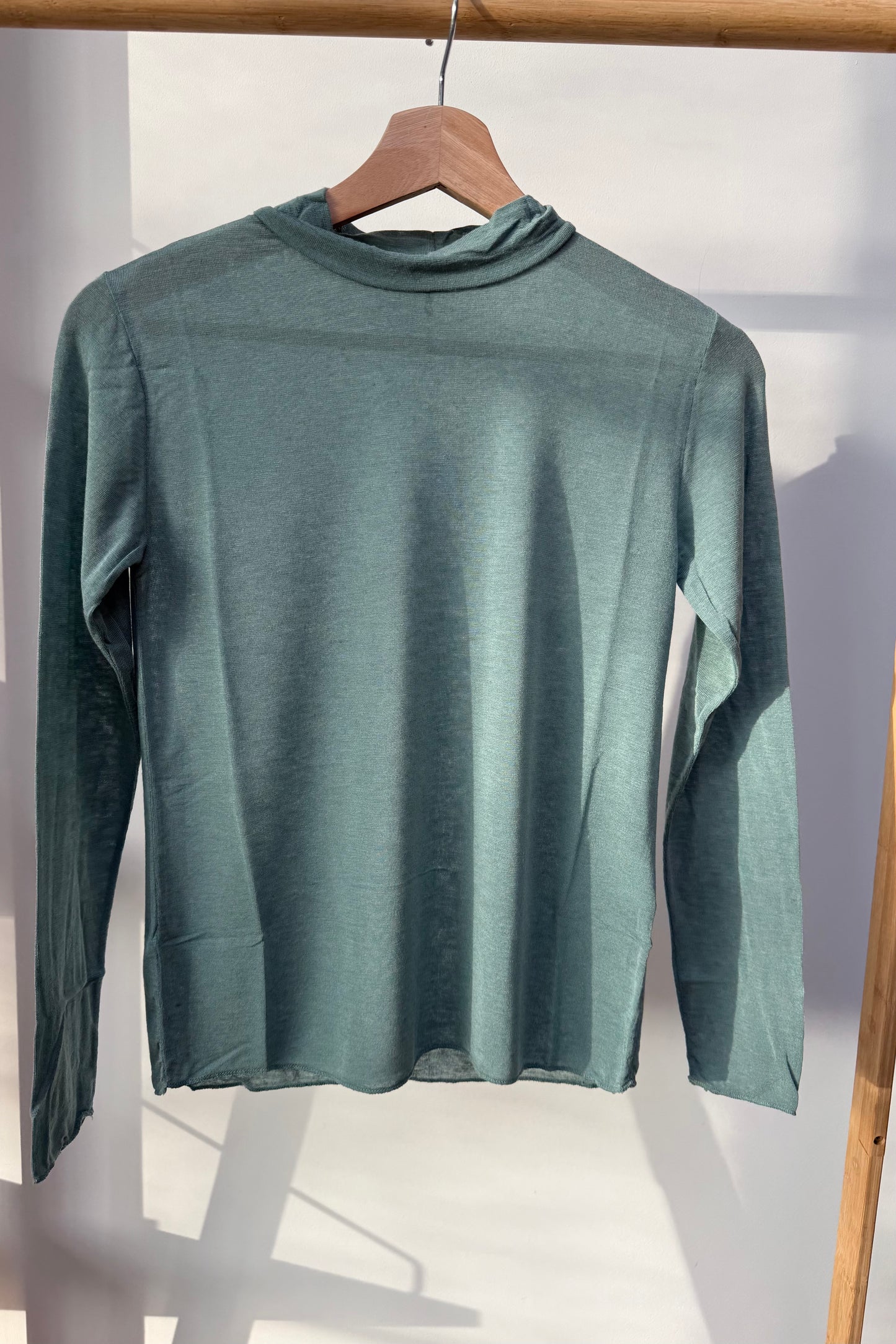 Mille Cashmere Base layer Mock Neck Top -Teal