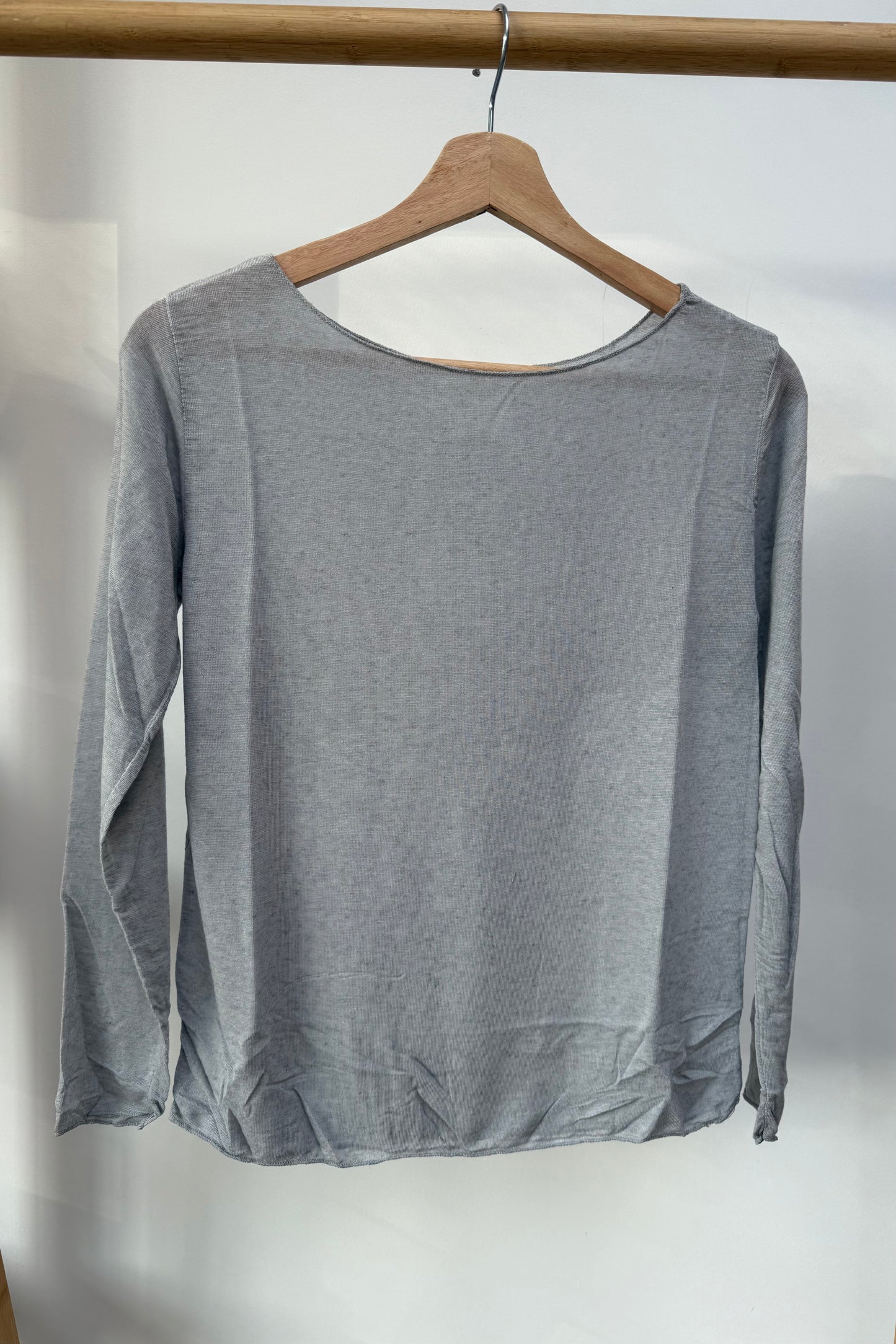 Sandra Cashmere Base Layer Wide Neck Top -Grey