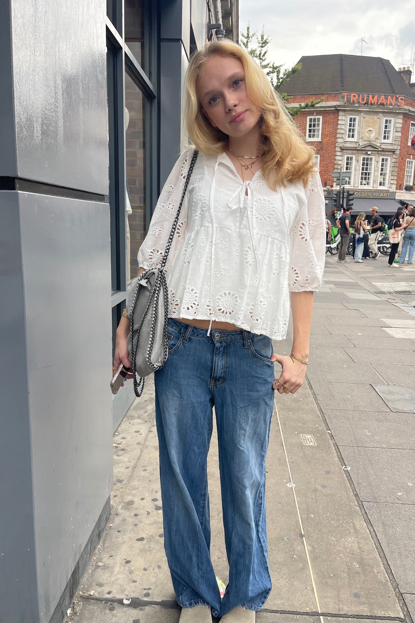 broderie anglaise tie blouse