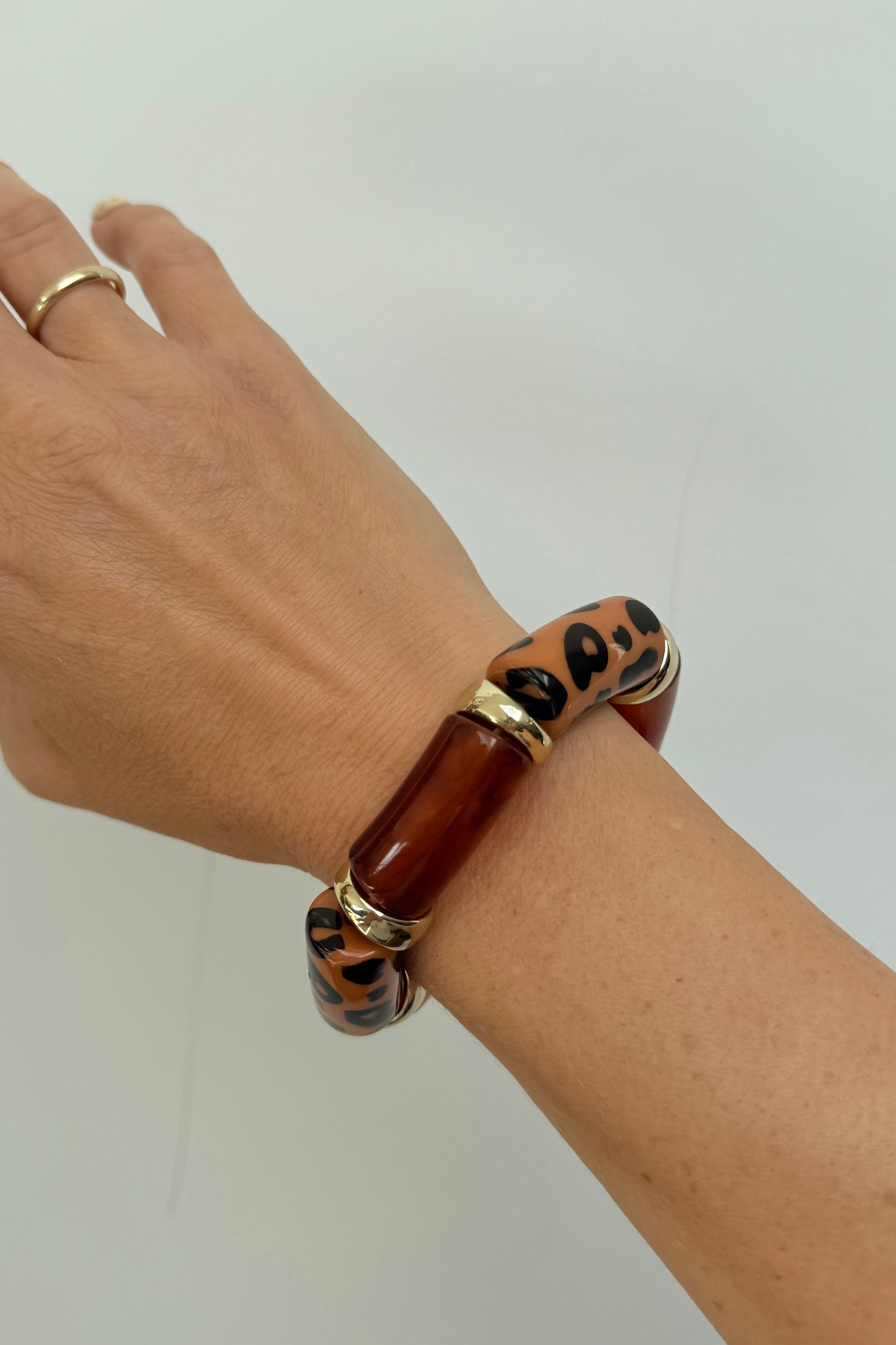 Chunky Leopard Amber Bangel