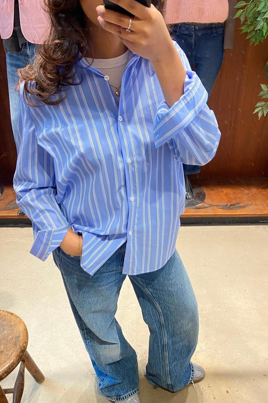 Ulla Oversized Shirt -Multi Blue Strip