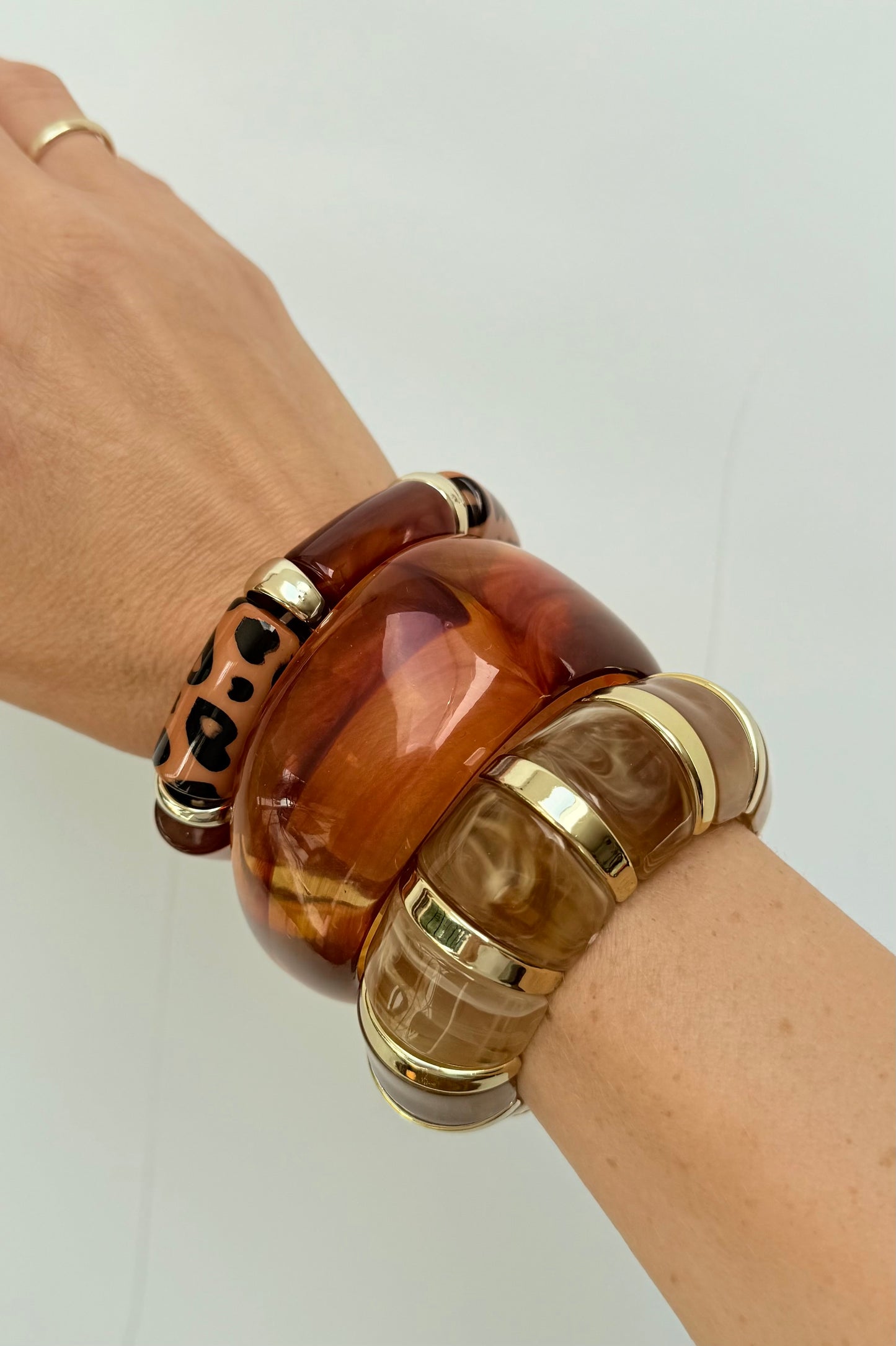 Chunky Leopard Amber Bangel