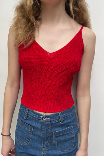 Red Knitted strap top
