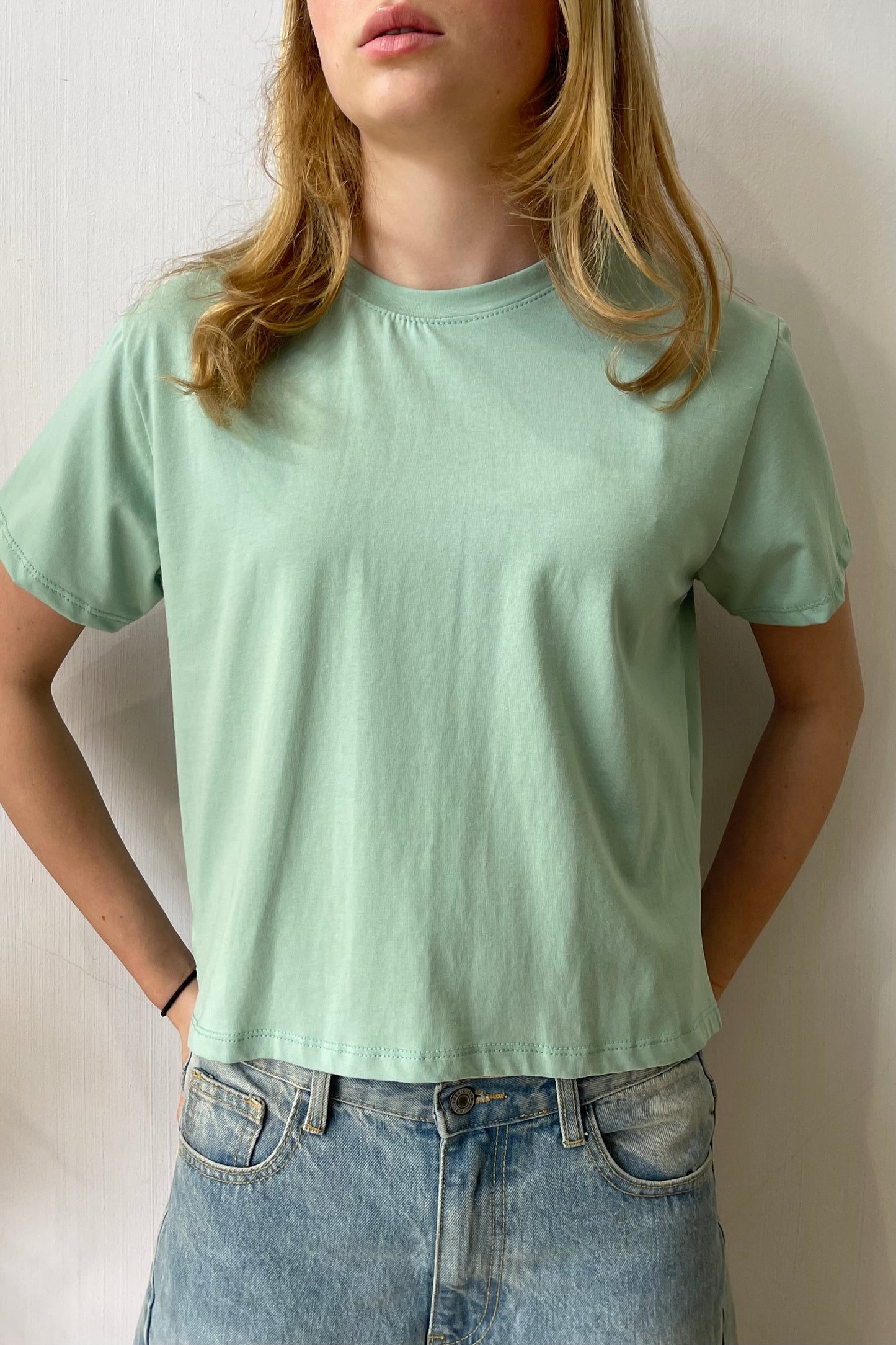 Emma Crop Tee -Mint Green
