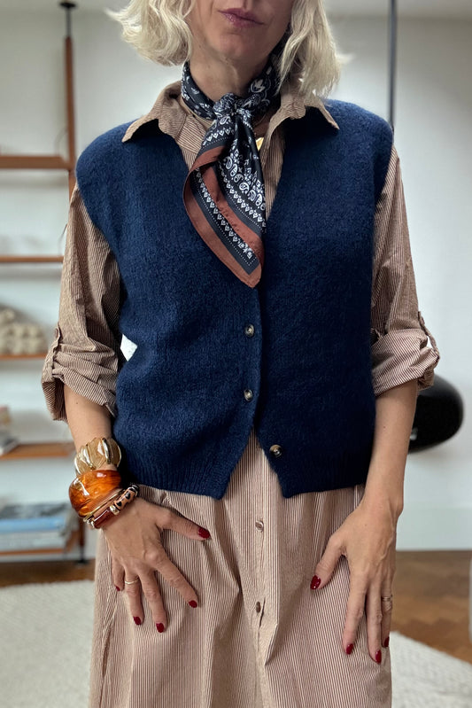 Erika Kid Mohair Vest -Navy