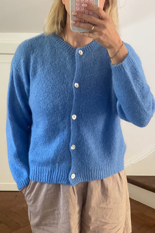 woman mohair cardigan round neck