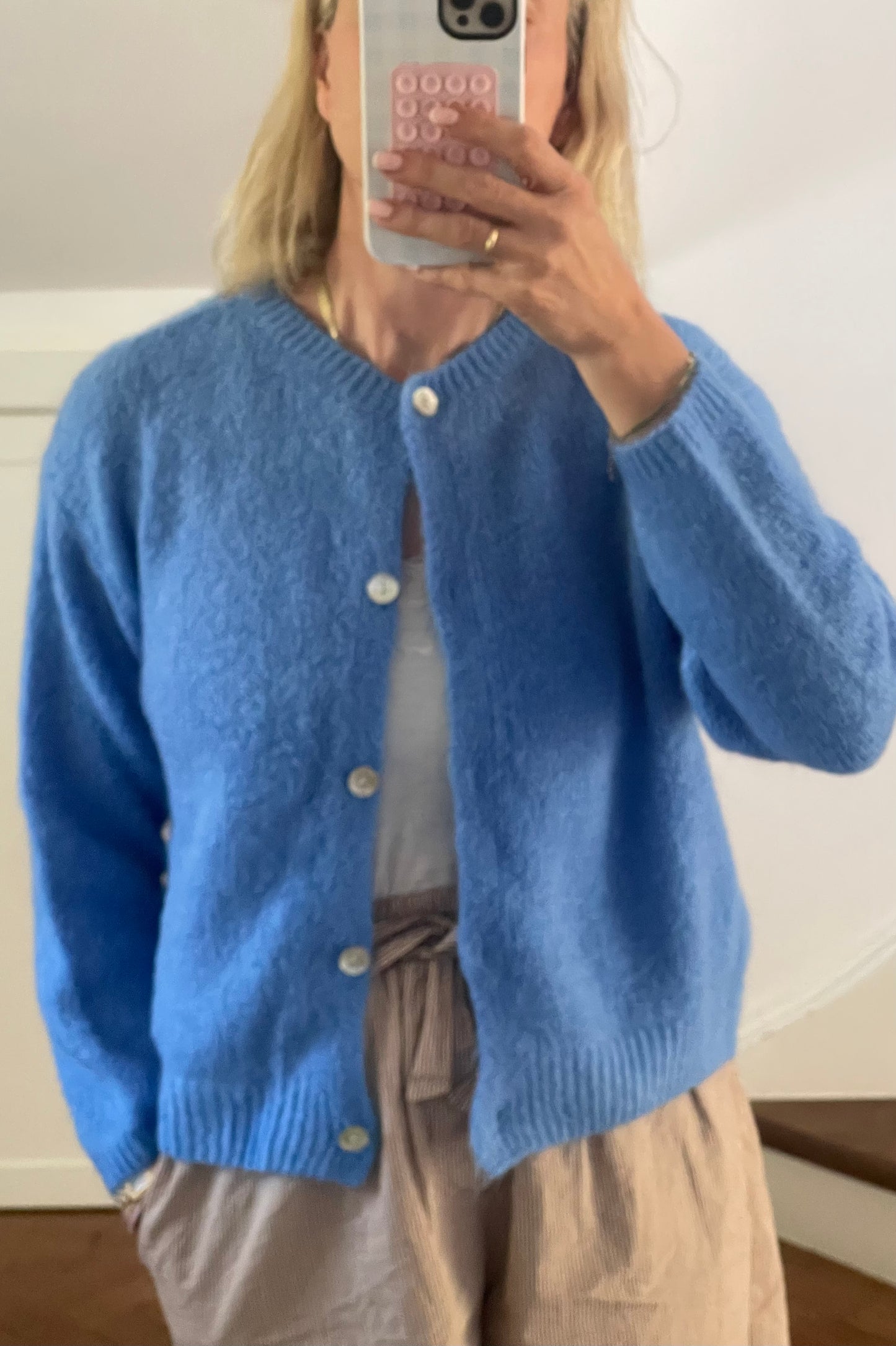 woman mohair cardigan round neck