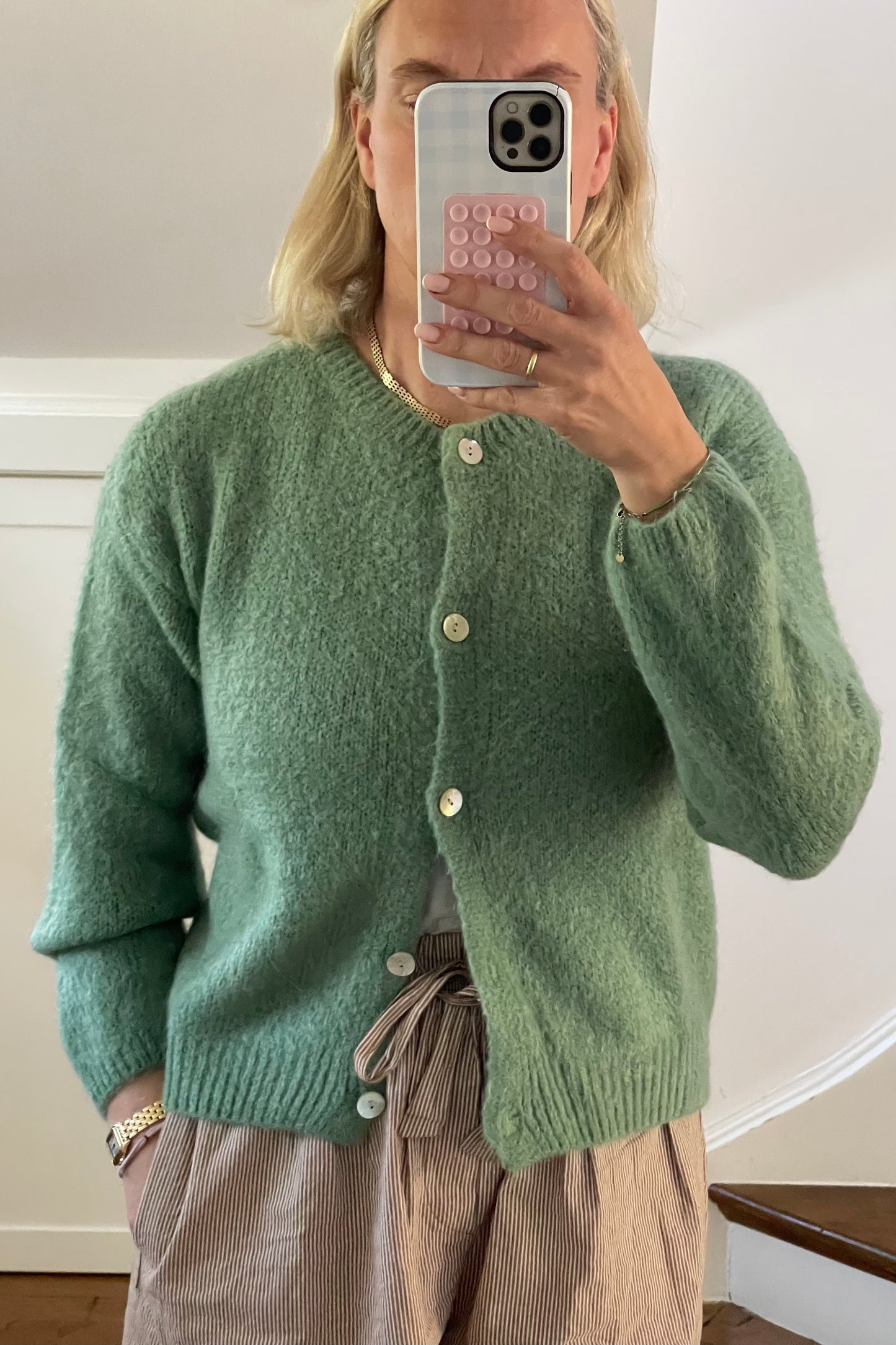 woman mohair cardigan round neck