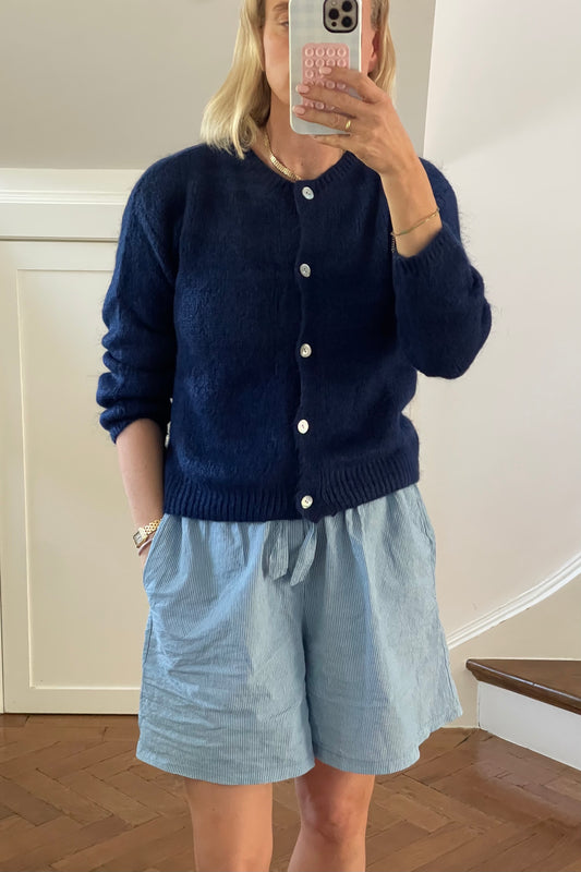 woman mohair cardigan round neck