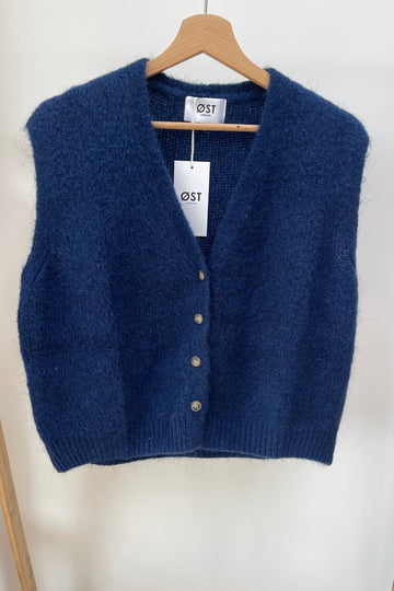 Navy Mohair waistcoat with buttons 
