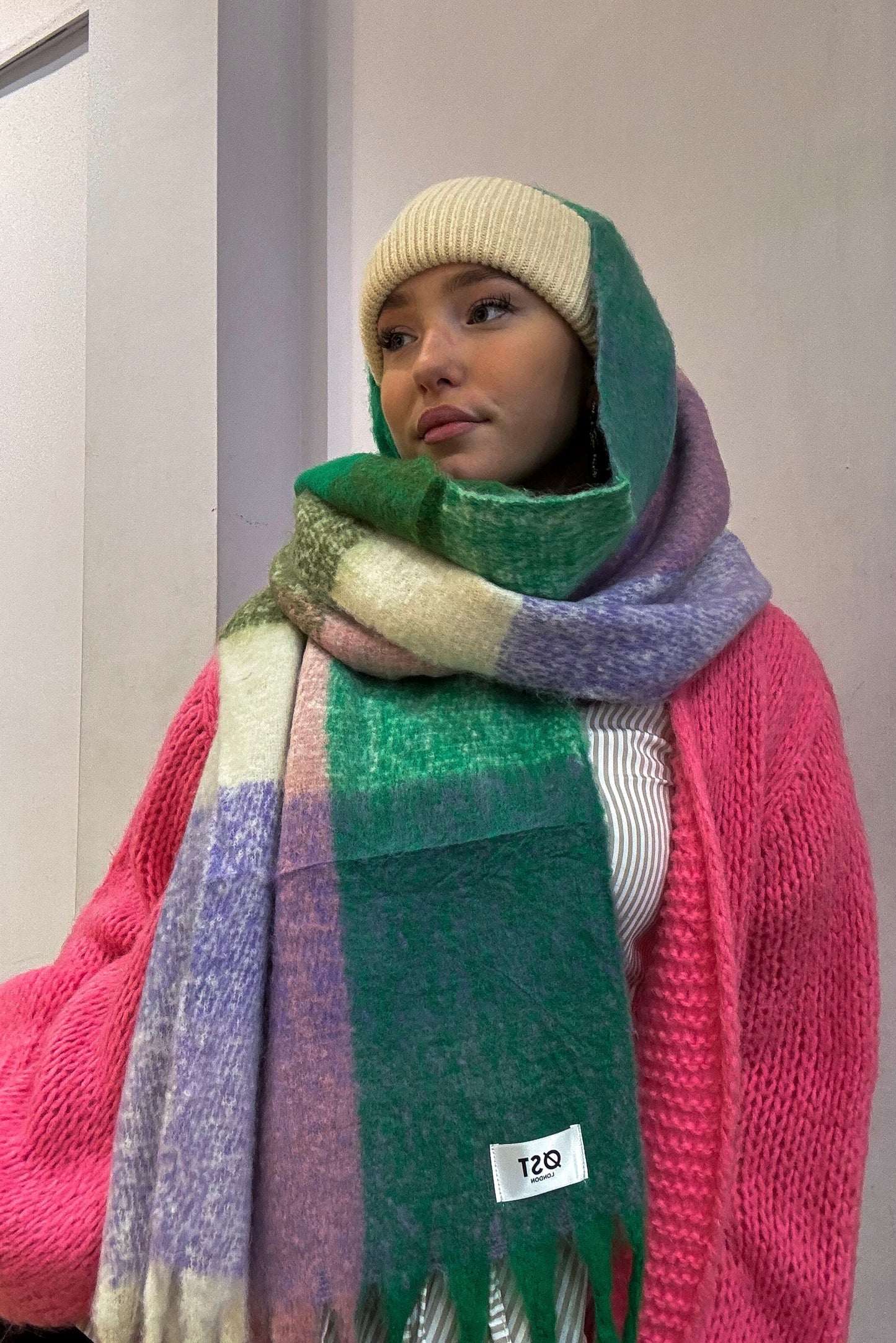 warm big winter scarf tartan