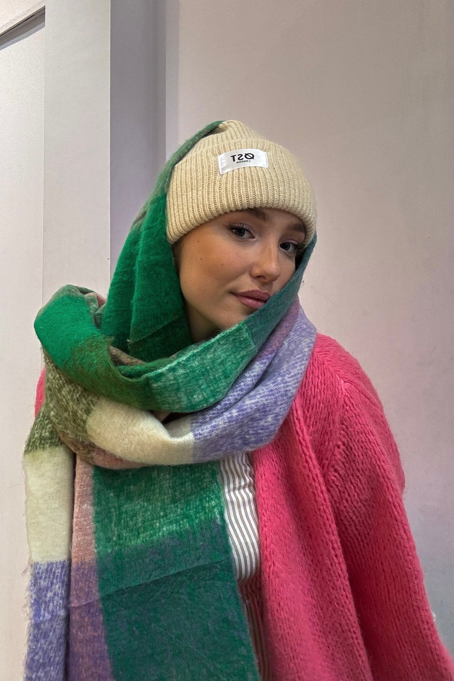 warm big winter scarf tartan