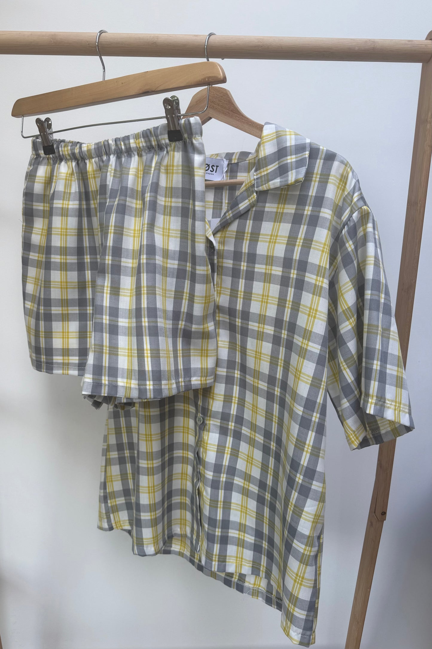 Lily Shirt and Shorts Set -Yellow Grey