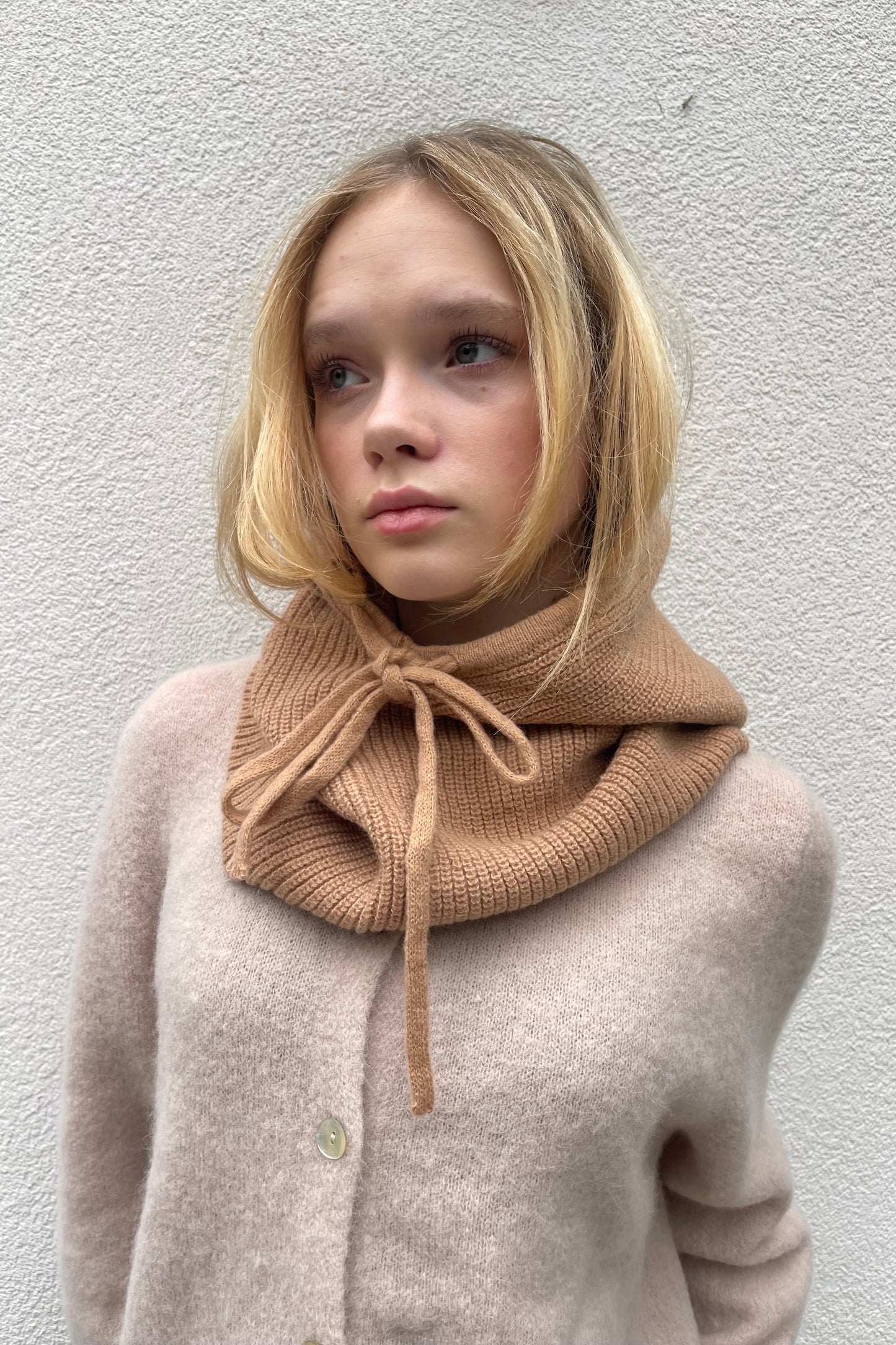 Chasmere Balaclava hood Camel