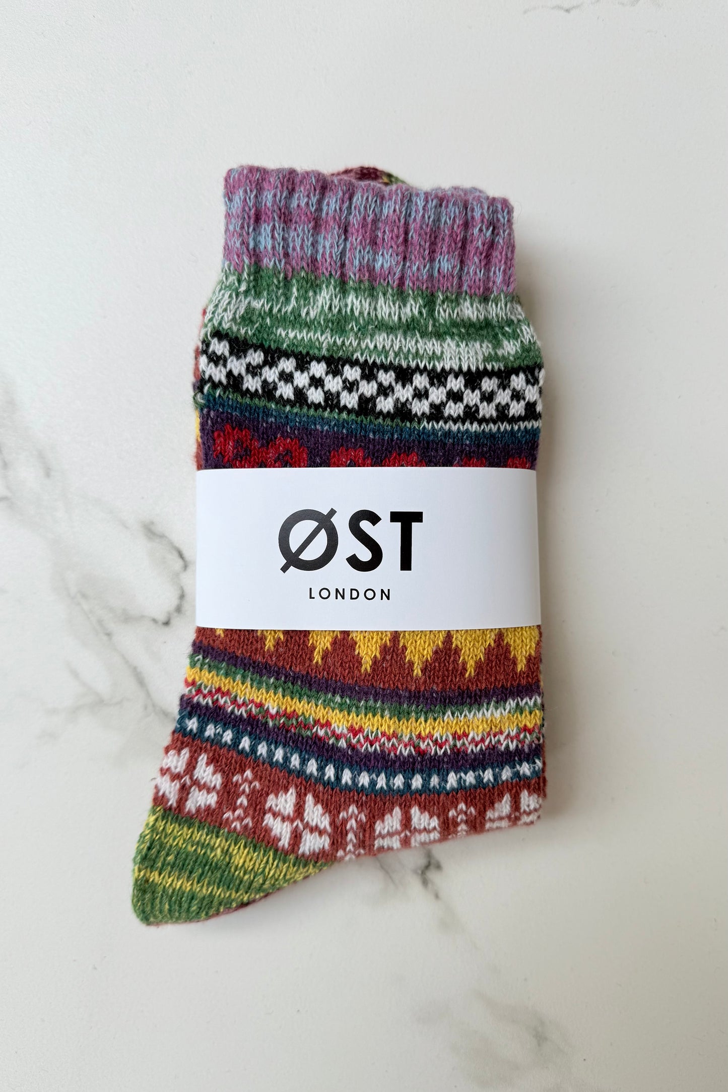 Fair Isle Wool Socks -Lilac