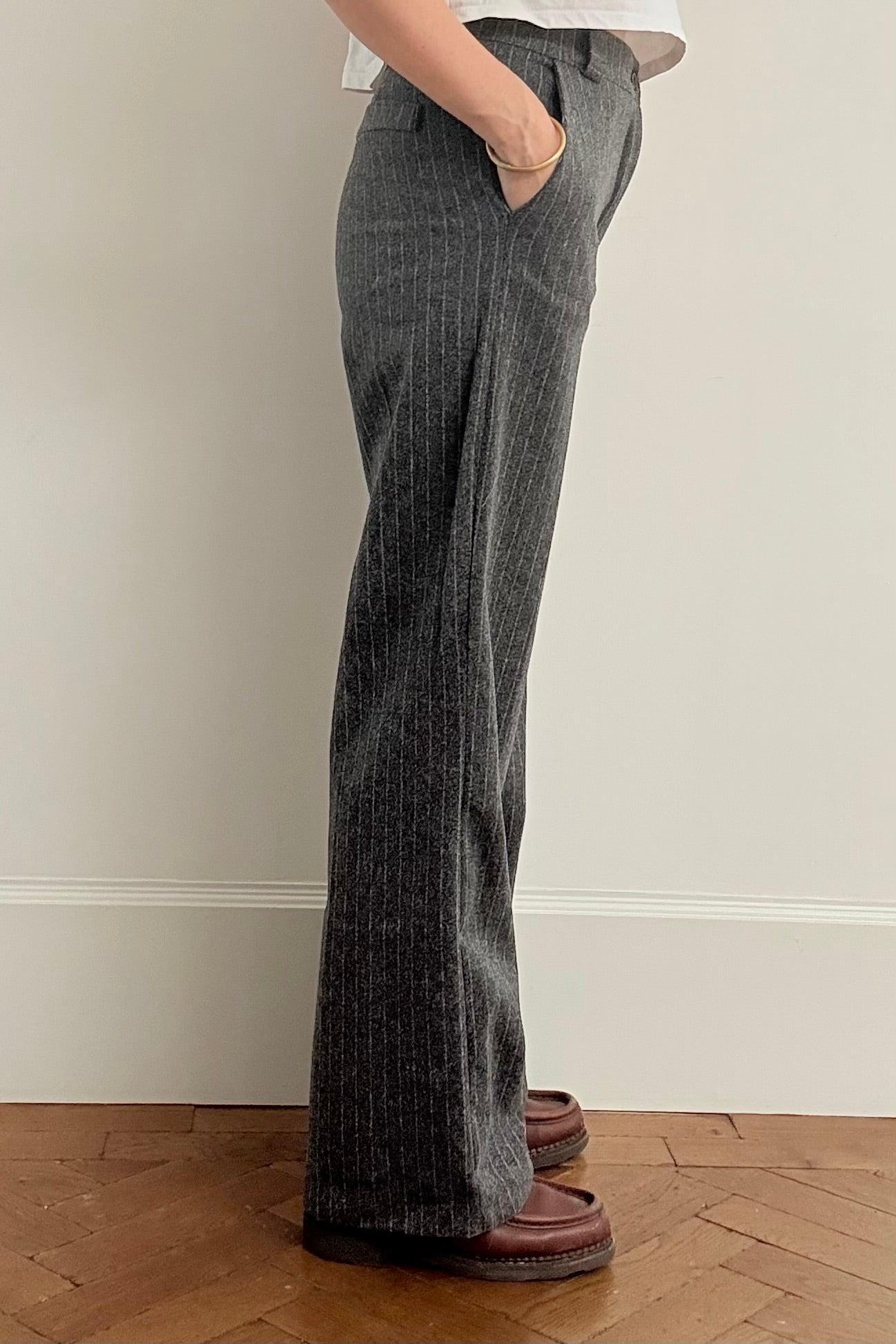 Selma Pinstripe Trousers-Grey