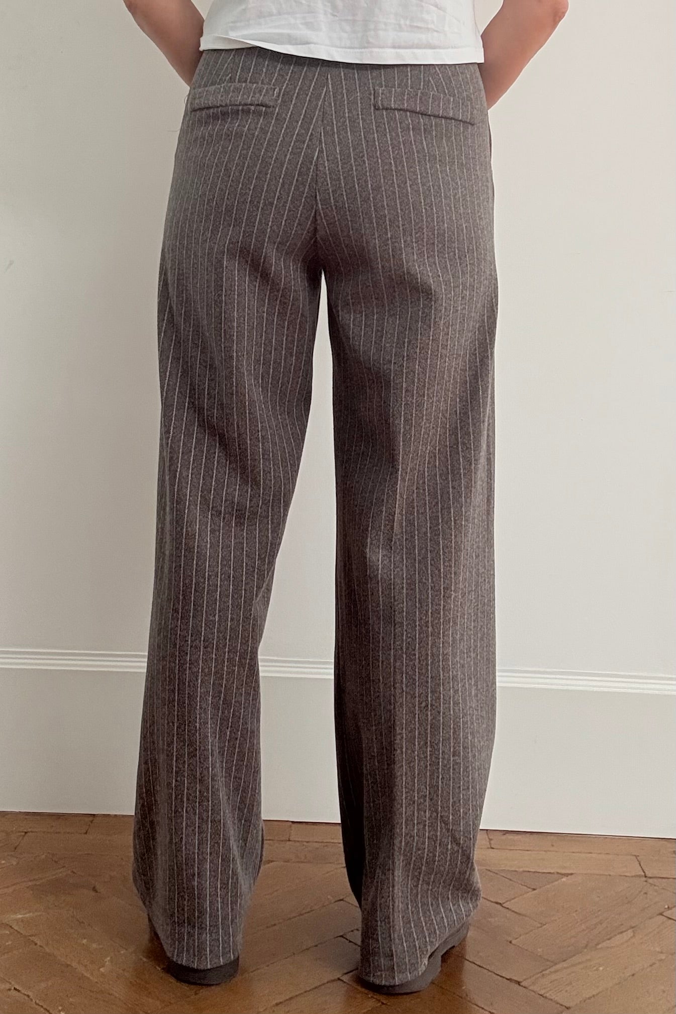 Selma Pinstripe Trousers-Brown - Øst London