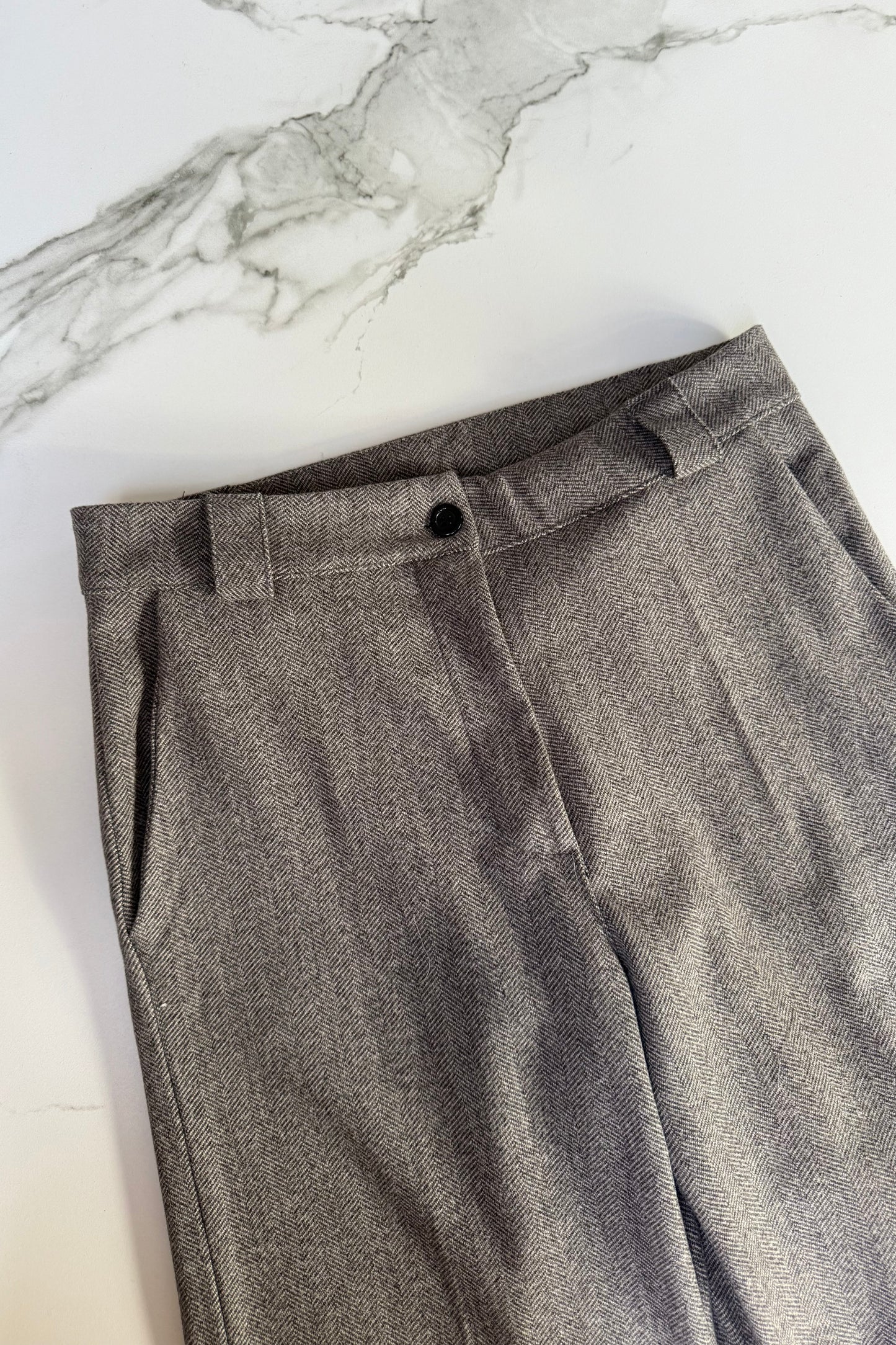 Selma Herringbone Trousers -Brown