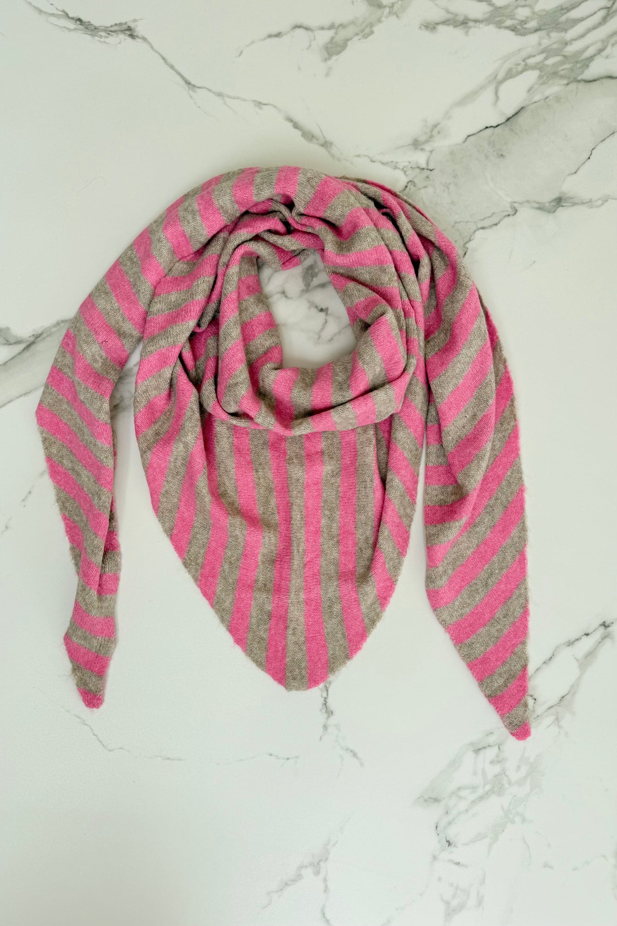 Nordic Stripe Triangel Scarf -Pink/Taupe