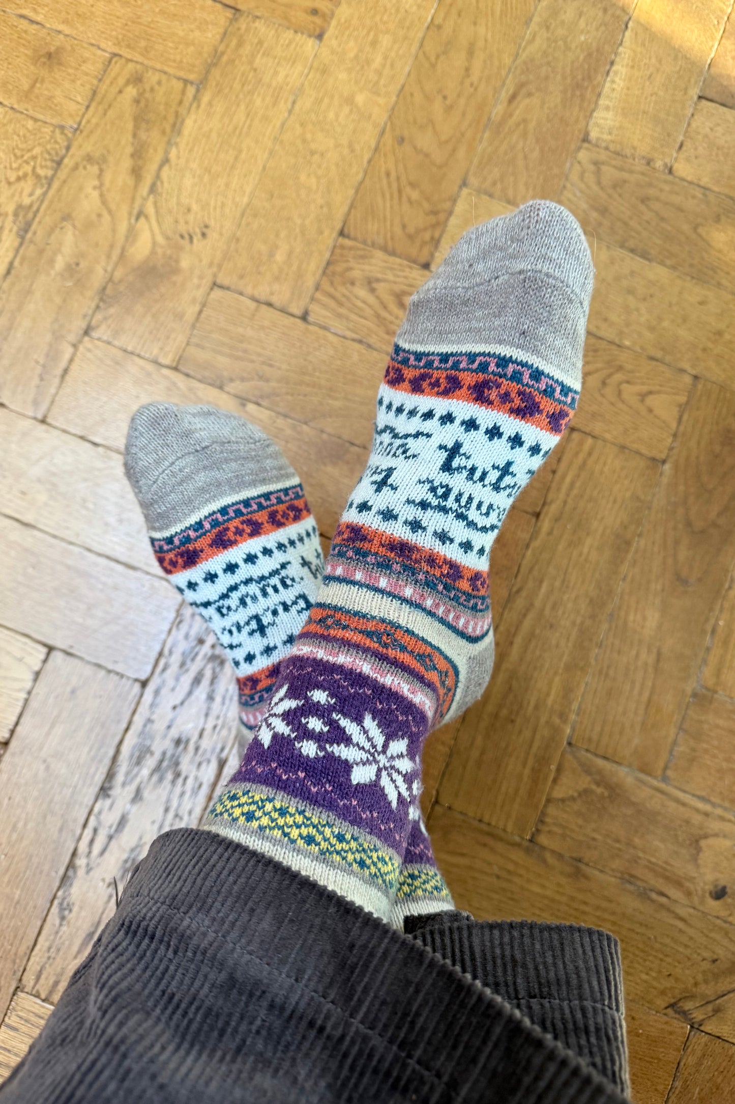 Fair Isle Wool Socks -Cream