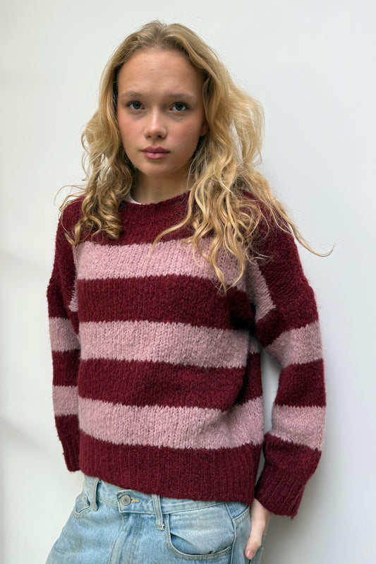 Cecilie Wool Jumper -Bordeaux/Pink