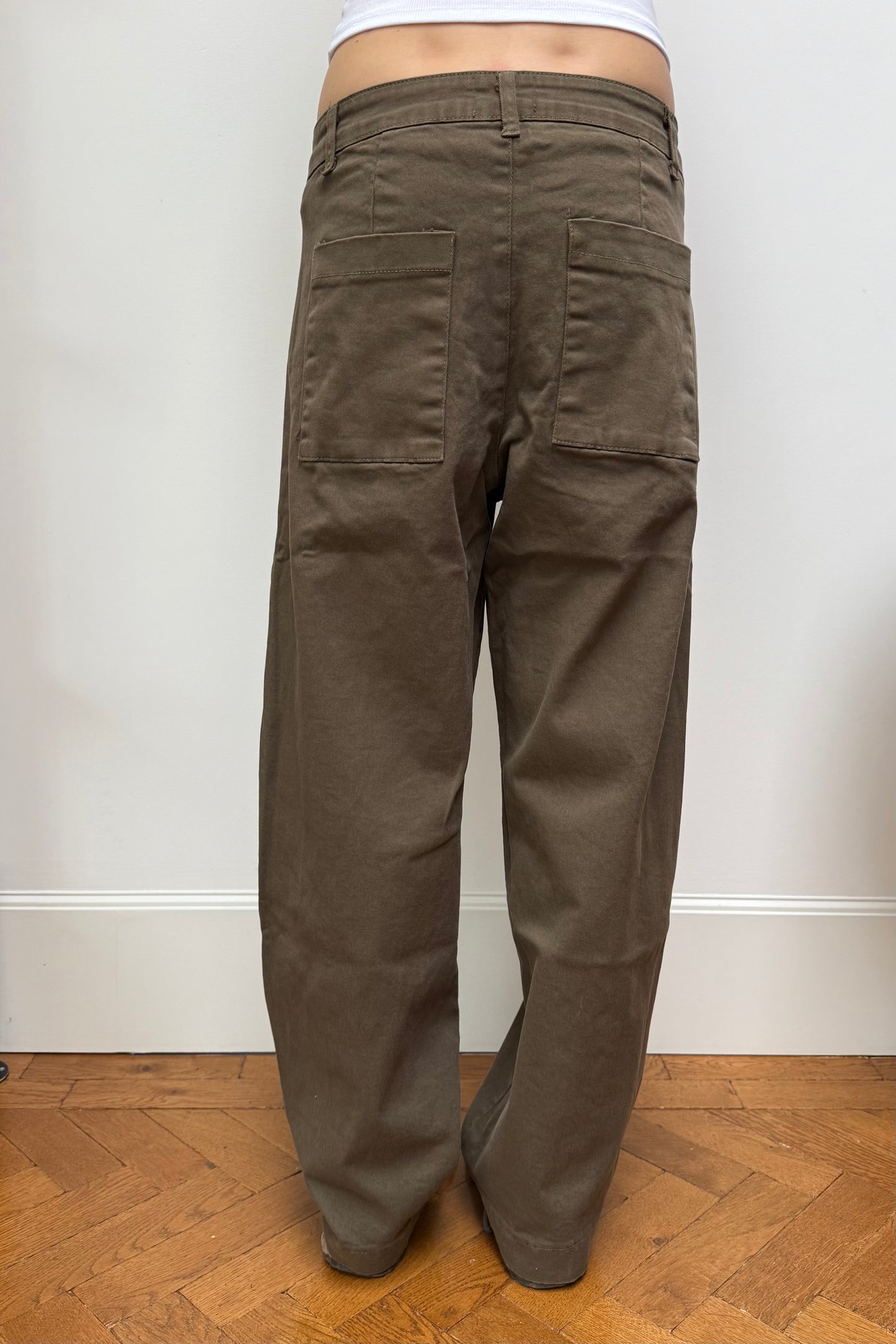 Lisa Barrel Trousers -Khaki