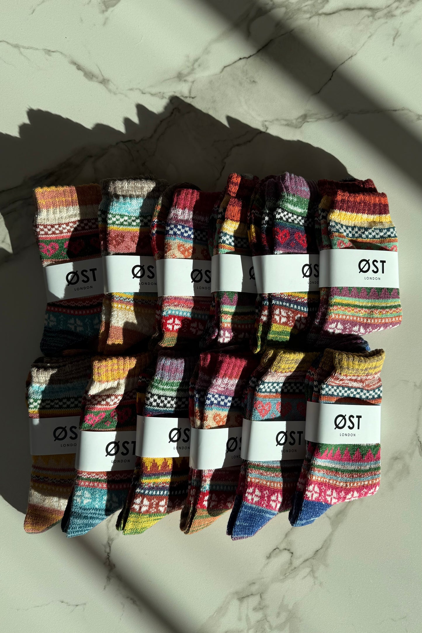 Fair Isle Wool Socks -12 Pack/Heart